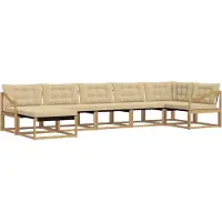 vidaXL Buiten bank set 7 st Wit en Beige Massief Acacia Hout
