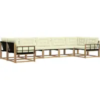 vidaXL Buiten bank set 7 st Wit en crèmekleurig