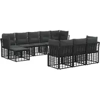 vidaXL Buiten bank set Zwart en Donker Grijs Polyester
