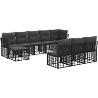 vidaXL Buiten bank set Zwart en Donker Grijs Polyester