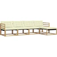 vidaXL Buiten bank set 5 st Wit en crèmekleurig