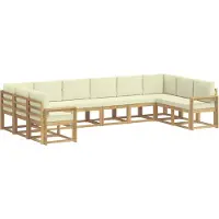 vidaXL Buiten bank set 10 st Wit en crèmekleurig