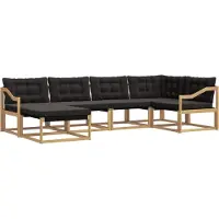 vidaXL Buiten bank set 6 st Wit en zwart Massief Acacia Hout