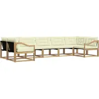 vidaXL Buiten bank set 7 st Wit en crèmekleurig