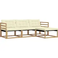 vidaXL Buiten bank set 4 st Wit en crèmekleurig