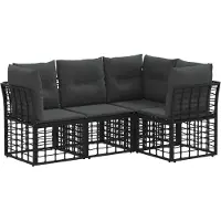 vidaXL Buiten bank set Zwart Polyester