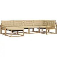 vidaXL Buiten bank set 6 st Wit en Beige Massief Acacia Hout