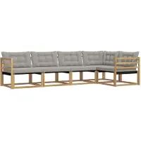 vidaXL Buiten bank set 5 st Wit en Lichtgrijs