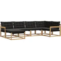 vidaXL Buiten bank set 6 st Wit en zwart Massief Acacia Hout