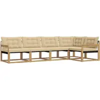 vidaXL Buiten bank set 5 st Wit en Beige