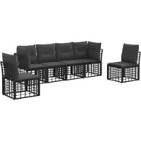 vidaXL Buiten bank set Zwart Polyester
