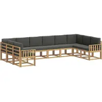 vidaXL Buiten bank set met kussen 10 pcs Wit en antracietkleurig