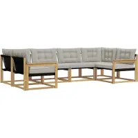vidaXL Buiten bank set 6 st Wit en Lichtgrijs