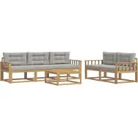vidaXL Buiten bank set 6 st Wit en Lichtgrijs
