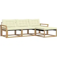vidaXL Buiten bank set 4 st Wit en crèmekleurig