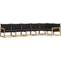 vidaXL Buiten bank set met kussen 6 pcs Wit en zwart