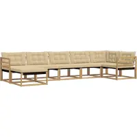 vidaXL Buiten bank set 7 st Wit en Beige Massief Acacia Hout