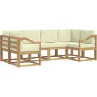 vidaXL Buiten bank set 6 st Wit en crèmekleurig