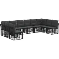vidaXL Buiten bank set Zwart Polyester