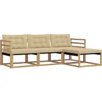vidaXL Buiten bank set 4 st Wit en Beige