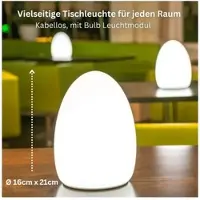 Smart&Green EGG - een app-gestuurde sfeerlamp met oplaadbare batterij Egg, dimbaar, wit / opaal, Kunststof, Modern, Sfeerverlichting buiten