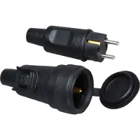 Kopp Rubberen Stekker en Stekker IP44 Zwart - 190716017 [2 stuks]