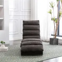 MODFU - Massageligstoel - Ergonomische Rugleuning En Zijvak - Modern - Voor Woonkamer Of Slaapkamer - Linnen - Donkergrijs