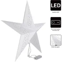 Casaria Kerstster Papier LED Crème Ø60cm 5 Punten Gaatjes