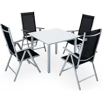 Casaria Tuinset Bern 5-delig Zilver Aluminium Matglas