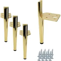 B&B Set van 4 stijlvolle, gouden chromen meubelpoten – 15 cm, minimalistisch design met beschermende pads voor vloeren, een perfecte aanvulling voor moderne interieurstijlen.