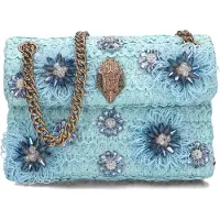 Kurt Geiger London Dames Schoudertassen Raffia Mini Kensington - Lichtblauw - Maat ONESIZE