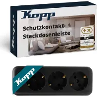 Kopp Steckdosenleiste ohne Schalter 3fach Schwarz ohne Stecker 120305001