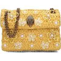 Kurt Geiger London Dames Schoudertassen Raffia Mini Kensington - Geel - Maat ONESIZE