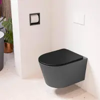 Mondiaz lavie hangend toilet single fire rimless diepspoel dark grey, toiletzitting met quick-release & softclose urban