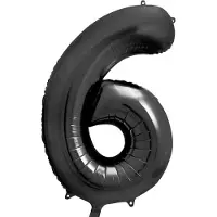 Party Deco Folieballon Cijfer 6 (86 cm) - Zwart - - Cijferballon 6 - nummer ballon 6 jaar - feestARTIKEL