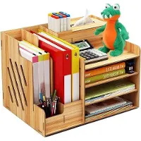 OEM Massief houten werkplekorganizer met lade, groot opbergvak, geschikt voor documenten, familie en kantoor, houten opbergdoos