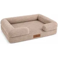 By Cee Cee Orthopedische Hondenmand – Hondenbed – Ribstof - Voor Kleine Honden - Mokka Taupe - 80x55 cm
