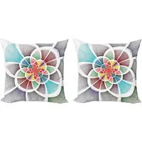 Abakuhaus Kleurrijke decoratieve kussenhoez 2-pack, cirkels en fractale lijn 50x50 cm, meerkleurig