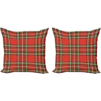 Abakuhaus geruite decoratieve kussenhoes, 2-pack, Ierse culturele klassieker, 50x50 cm, rood