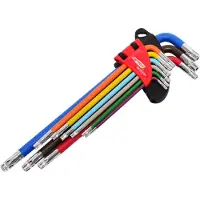 AWTOOLS Torx Inbussleutel Set - Lange Kleur - 9 Stuks - T10-T50