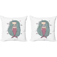 Abakuhaus Decoratieve kussenhoes met zeemeermotief, 2 stuks, "Sea is My Home" voor meisjes, 40x40 cm, blauw, paars, roze