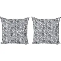 Abakuhaus Decoratieve kussenhoezen met bloemenprint, 2 stuks, vintage grijze klaproz 40x40 cm, grijs, lichtgrijs en zwart