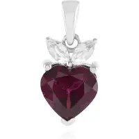 Cavill - Zilveren hanger - 925 Sterling zilver gerhodineerd - Naktamunda Rhodoliet hartvorm 2,2 ct + Witte Topaas 0,26 ct - Elegant sieraad