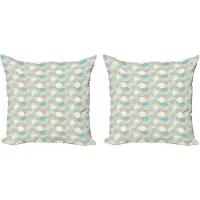 Abakuhaus Abstracte decoratieve kussenhoez 2-pack, stippen- en cirkelmotiev 50x50 cm, beige, wit en lichtblauw