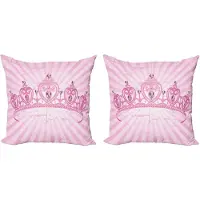 Abakuhaus Sierkussenhoes voor meisjes, set van 2, Roze Prinses, 60x60 cm, Roze/Lichtroze