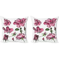 Abakuhaus Bloemenkussensloopset (2 stuks), Tuinbloemen Rozenknopp 45 cm, Lichtroze