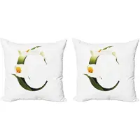 Abakuhaus Kussensloopset met de letter C (2 stuks), Calla Leliebloem, 50 cm, Gro Lichtoranje, Zwart