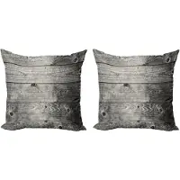 Abakuhaus Donkergrijze decoratieve kussenhoezen (2 stuks), Ombré houten plank 60x60 cm, Zwart Lichtgrijs
