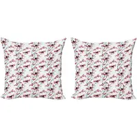 Abakuhaus Decoratieve kussenhoezen voor de lente, 2 stuks, vintage Chinese bom 50x50 cm, lichtblauw, wit, rood