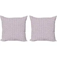 Abakuhaus Paarse decoratieve kussenhoez 2-pack, geïnspireerd op zeegolv 50x50 cm, lichtroze paars